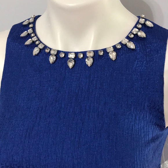 Kensie • Drop Waist Blue Brocade Blue Ink Dress - Picture 2 of 11